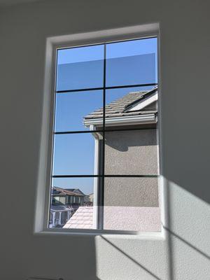 Interior stairwell window, film cut incorrectly and still applied as a temp until new film this was done in August it's now December.