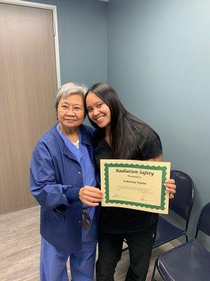 Radiation certification student with Dr. Van our veteran instructor.