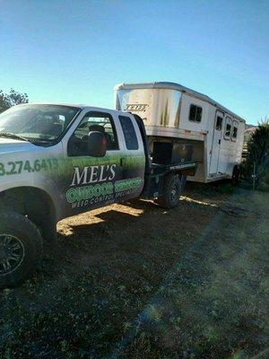 Mel's Outdoor Services Truck and Trailer