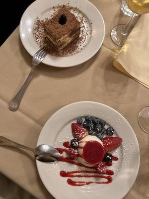 Tiramisu and panna cota