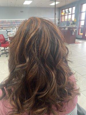 Dark with copper blonde