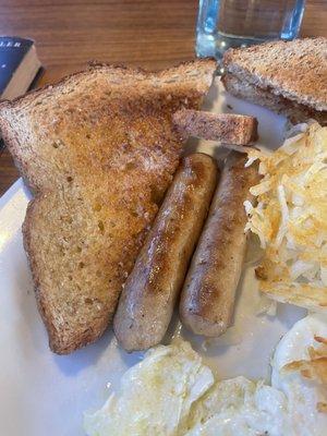 Barely warm Sausage and Toast