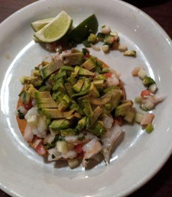 Shrimp Ceviche tostada $7