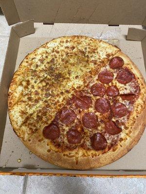 There was a special on the "slices and sticks" monstrosity ($6.72 and free delivery, but nice tip for the driver of the chariot)