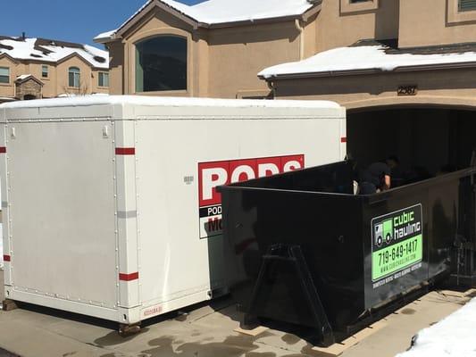 Residential dumpster rental for a move-in.