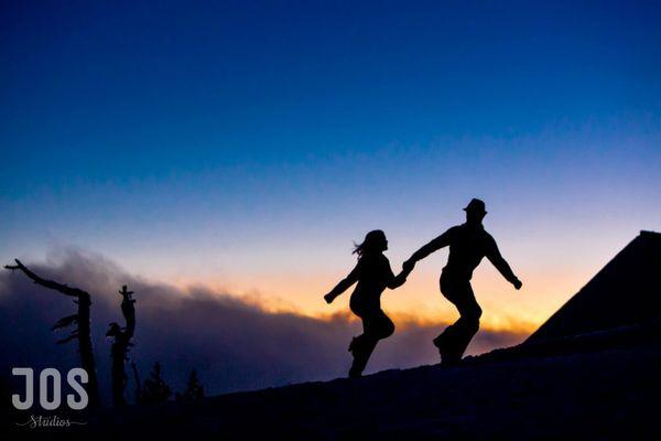 Engagement photo shoot atop Mt Hood at Timberline Lodge