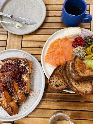 French toast and sourdough plate with salmon!