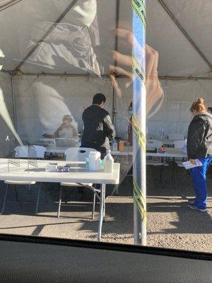 COVID vaccine tent for drive through