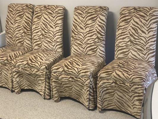 4 upholstered Zebra chairs