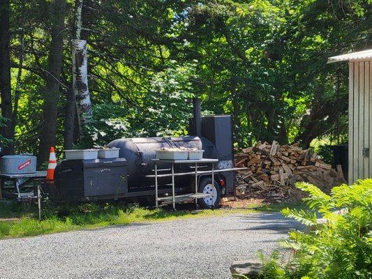 The smoker, grill, and bbq apparati.