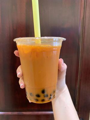 Thai iced tea with boba