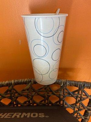 This cup should mot be used for ice cream, I brought a quart & it's half melted need to use styrofoam cups.