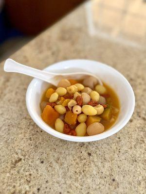 Pumpkin Dessert (home made)- lotus seed, pumpkin, goji berries, ginkgo nuts, & dried logans. Goji berries were from this market.