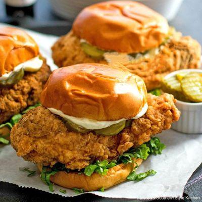 Our Famous Crispy Juicy Tender Chicken Sandwich with your choice of sauce