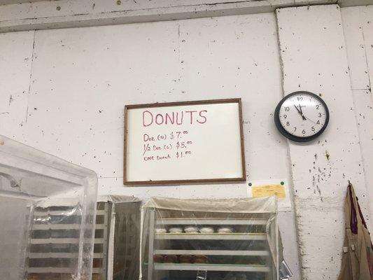 Donut prices. It's the best deal to buy a dozen.