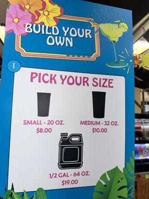 Build your own menu pricing