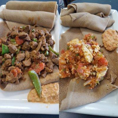 Beg (Lamb) Tibs and Fish Bozena Shiro.  #ethiopianfood