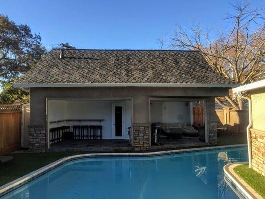 Pool House Roof done by Teal City Roofing Inc. in San Jose, CA