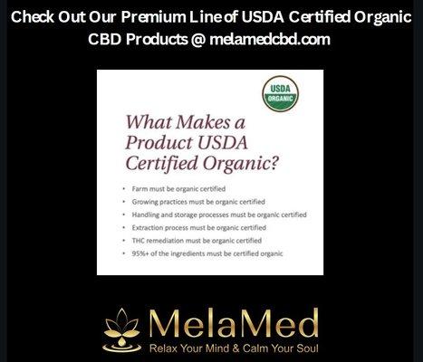 USDA Certified Organic CBD products from MelaMed Premium CBD.