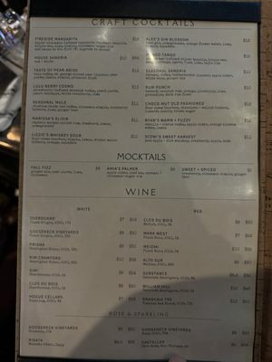 Drink menu