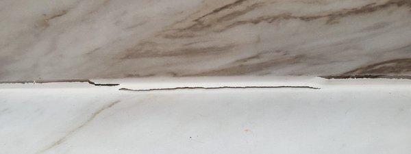 Sealant has been 'repaired' twice by THS, this is how it is 2 years into home