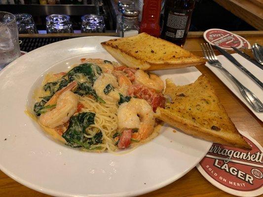 Shrimp with angel hair. Yummy!