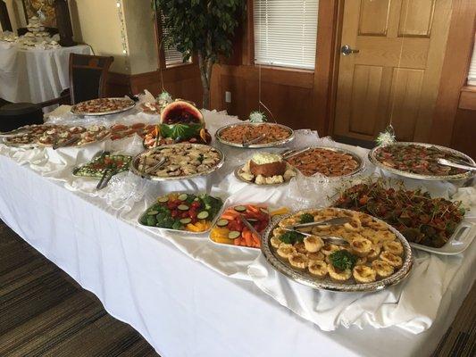 The buffet table.