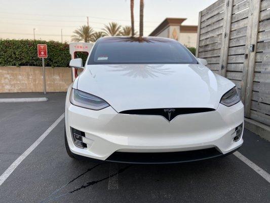 White brand new Model X - full electric with a range of 351 miles!