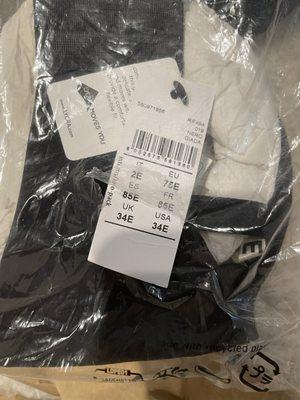 Unopened Bras received from Intimissimi 1 year late and in wrong size.  Ordered 30DD received 34E.  They refuse return/exchange or refund.