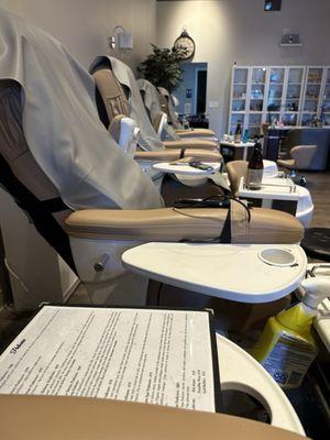 Massage Chairs, Pedicure stations