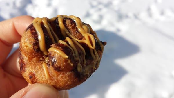 from Beavers Coffee & Donuts truck (occasionally outside Sunset) close up on gourmet Reese's - chocolate & peanut butter sauce