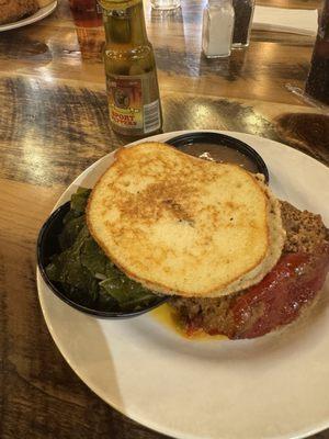 Meatloaf pinto beans and cornbread