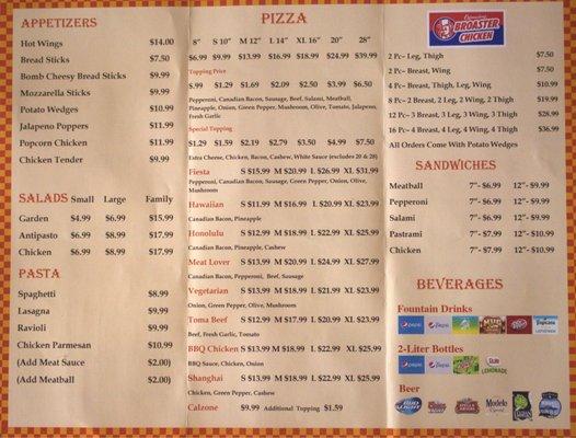 Updated menu