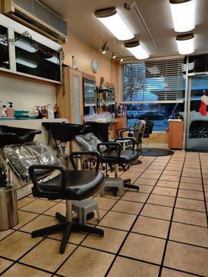 They share the space with a hair salon space so they're towards the back.