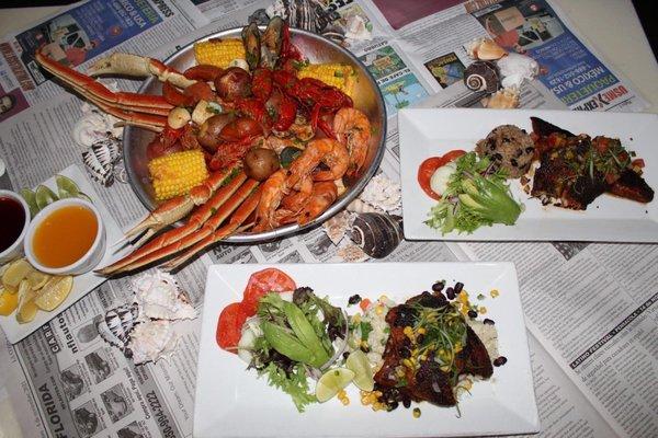 Seafood broil and blacked fish options