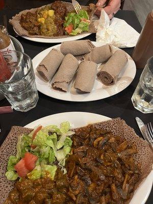 Both dishes served with lots of injera