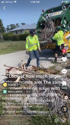 Same driver seen here picking up 4x larger amount of shrubs from a heterosexual household.