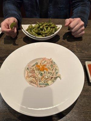 Spicy edamame & kani salad