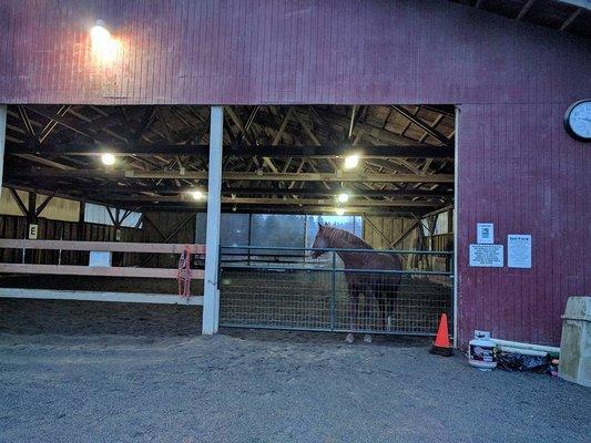 Looking at the indoor arena from the outdoor.