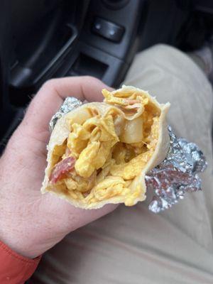 Bacon Breakfast Burrito - Where's the bacon?!?! Was really looking forward to this spot but man did it disappoint big time...