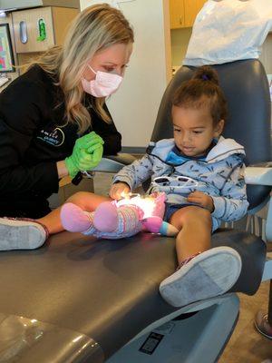 Dr. Speed was so patient and caring with our little girl. She even took the time to give her baby doll an exam!