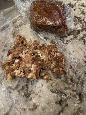 Crumbled fudge- disgusting