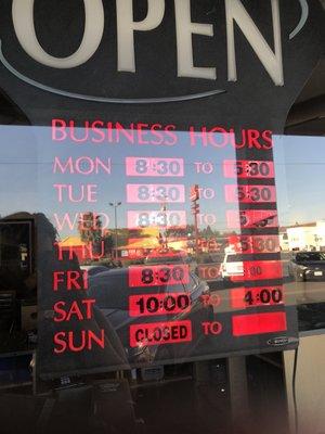 Their hours....it's now 8:51