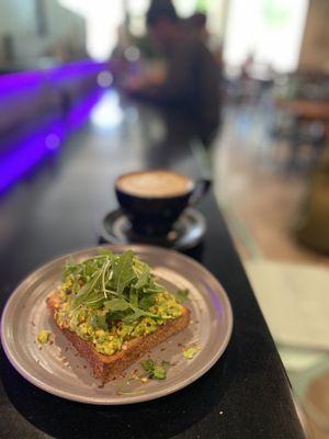 Avocado toast and latte