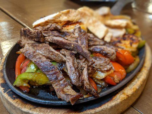 Steak and chicken fajitas