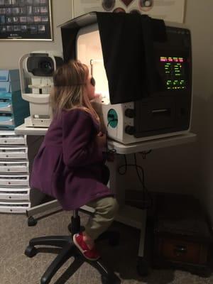 Eye exam for my daughter with Autism. Dr. Wong is awesome!!