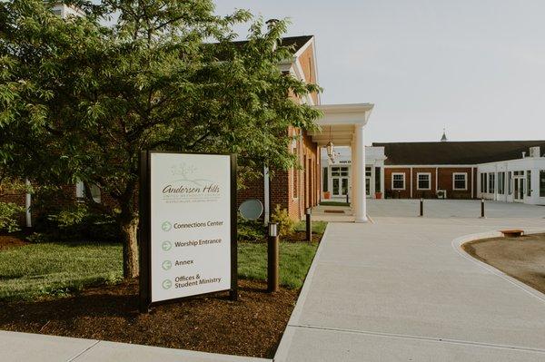 Here is the entrance to our Contemporary Worship Service & Connection Center!