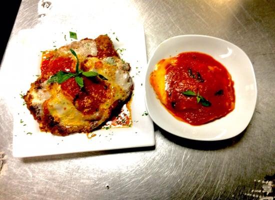 Chicken parm and ravioli dinner