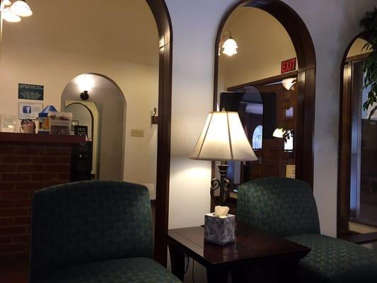 View into lobby from waiting room.