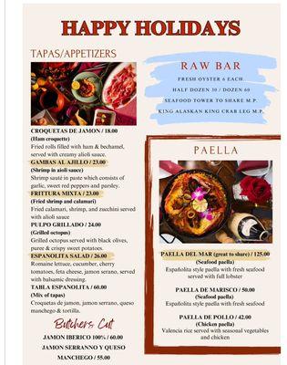 Christmas dinner menu and new year s eve menu!